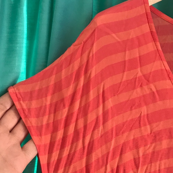 Old Navy Striped Neon Pink Orange Peach Dress XL - Picture 5 of 10